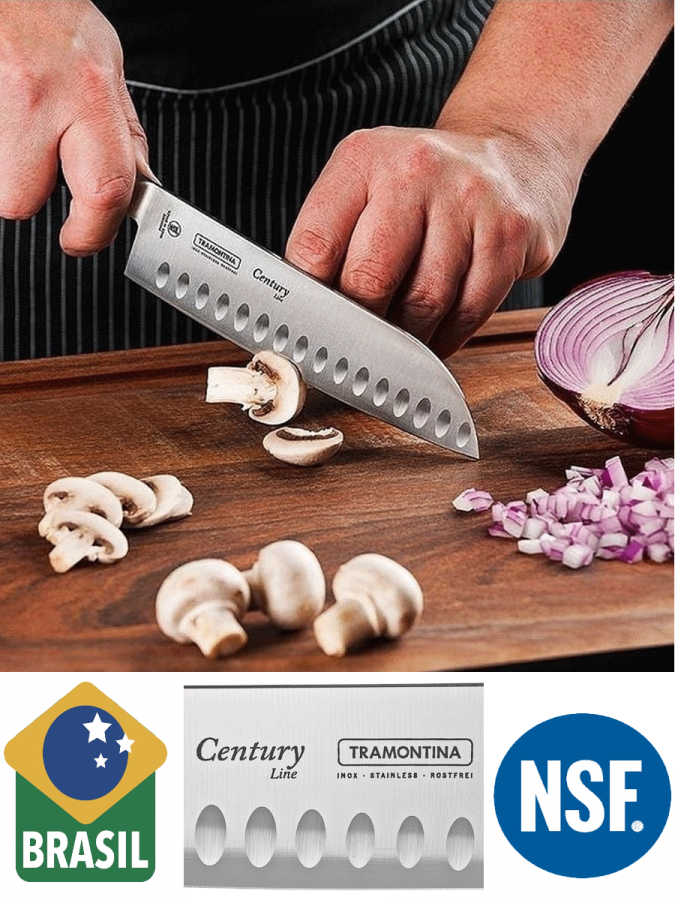 Нож сантоку TRAMONTINA Century 24020/007, 18 см лезвие c выемками
